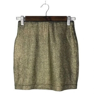 BCBGeneration Gold Metallic Bodycon Fitter Mini Skirt XS